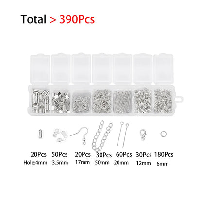 210-400Pcs Jewelry Making Kit - Lobster Clasps Jump Rings Crimp Beads Findings for DIY Bracelets & Necklaces