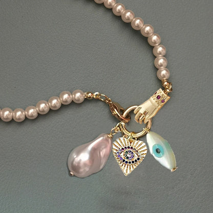 Luxury Pearl Necklace for Women - Adjustable Square Chunky Resin Statement Jewelry