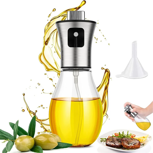 200ML Stainless Steel Oil Sprayer - Precise Glass Cooking Spray Bottle with Funnel for Kitchen Use