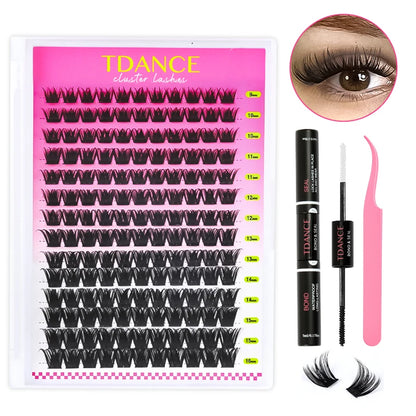 TDANCE 280PCS DIY Lash Extension Kit – Mix Clusters (30D/40D) with Bond, Seal & Remover for At-Home Application