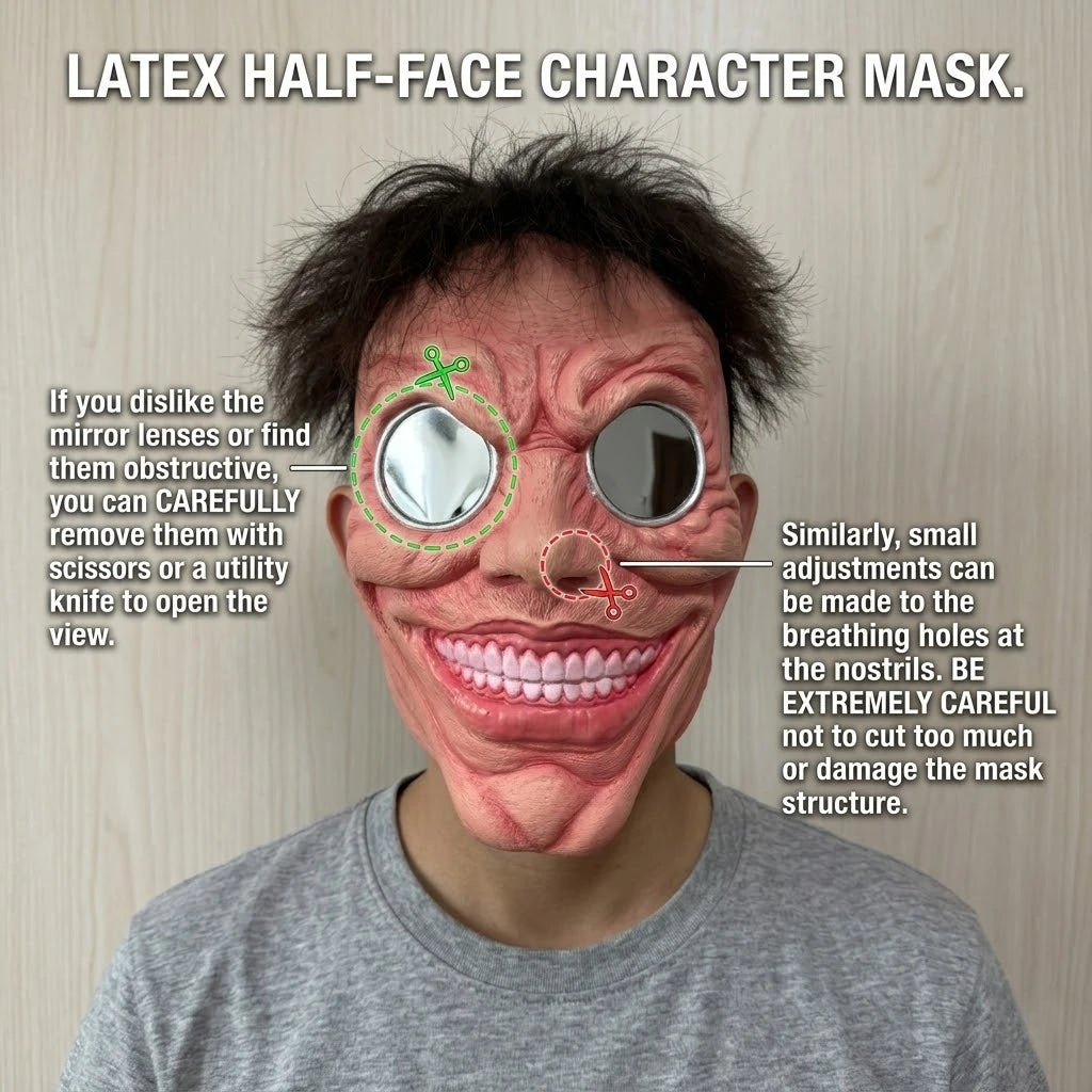 Scary Smile Half Face Mask - Creepy Black Hole Horror Halloween Cosplay Costume
