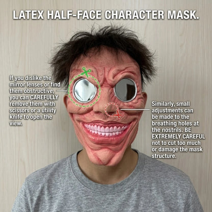 Scary Smile Half Face Mask - Creepy Black Hole Horror Halloween Cosplay Costume
