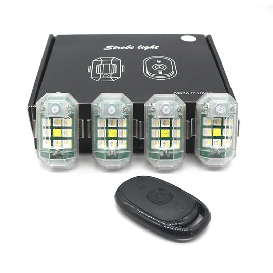 1/2/4PCS Remote RC LED Flash Lights – Wireless Warning Lights for Motorcycles, Drones & RC Aircraft