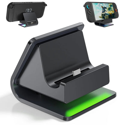 AOLION Switch 2 Charging Stand - Adjustable RGB Fast Charging Dock for Nintendo Switch 2 Console