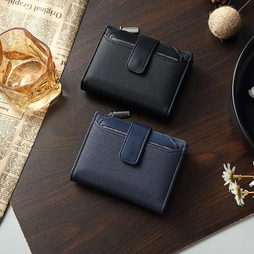 Fashionable Women’s Folding Short Wallet — High-Quality PU Leather Solid Color Purse with Zipper Coin Pocket & Card Holder