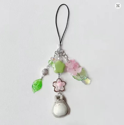 Handmade Cat Phone Charm - Four Leaf Clover Beaded Y2K Fairy Core Keychain & Bag Pendant Accessory