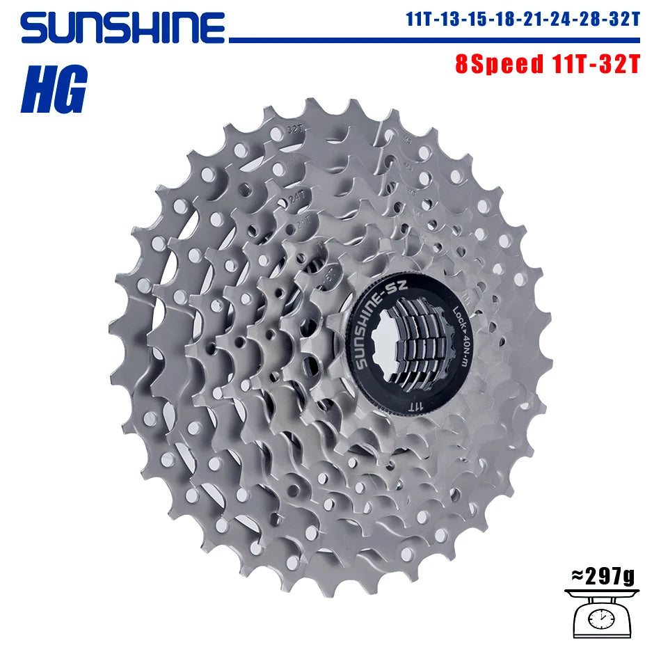 SUNSHINE Bicycle Cassette 8-12 Speed Freewheel - 32T to 52T Sprocket for Shimano/SRAM HG Flywheel