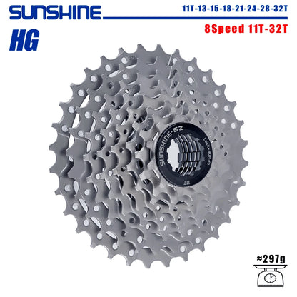 SUNSHINE Bicycle Cassette 8-12 Speed Freewheel - 32T to 52T Sprocket for Shimano/SRAM HG Flywheel
