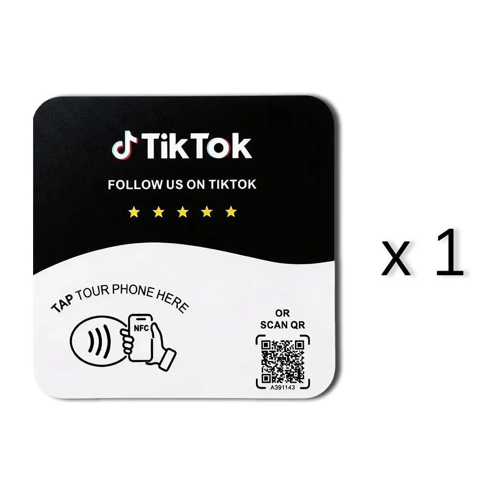 NFC 215 Square Google Review Card - Programmable 13.56MHz NFC Stand with Editable QR Code