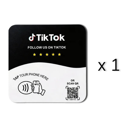 NFC 215 Square Google Review Card - Programmable 13.56MHz NFC Stand with Editable QR Code
