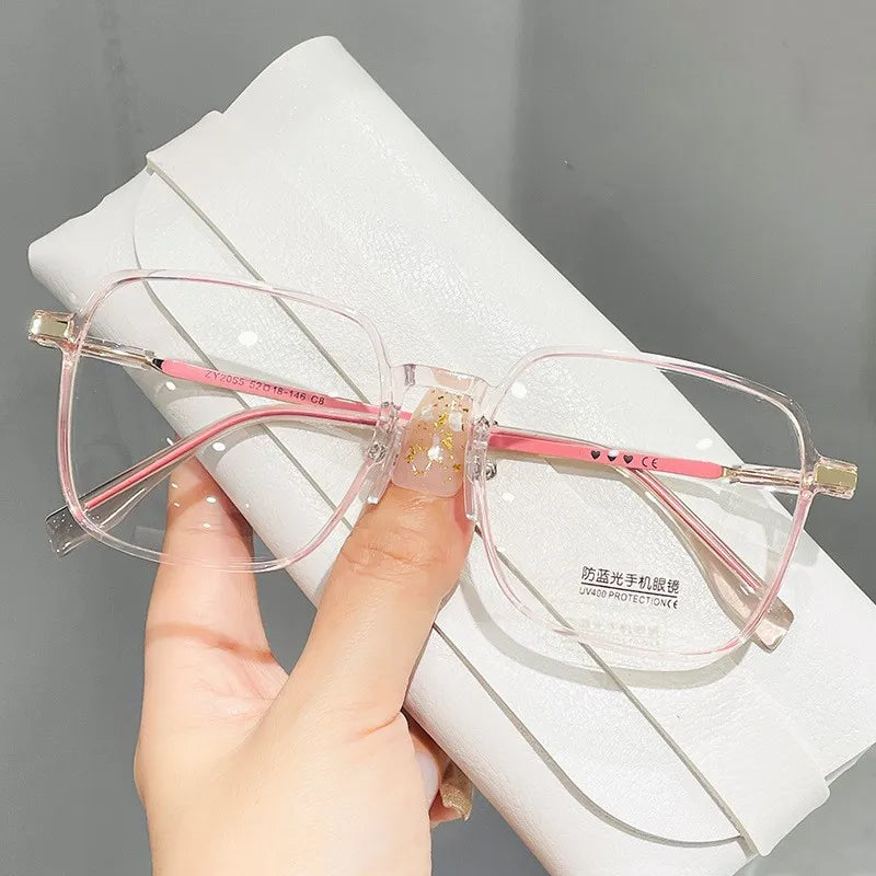 Trendy Reading Glasses for Women — Anti Blue Light Presbyopia Eyewear, High-Definition Transparent Frame, Unisex Eyeglasses
