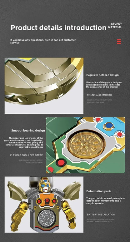 Fingertip Rotating Gyroscope Robot Toy – Decompression Anti-Drop Mechanical Deformation Fidget Toy for Kids Boys Gift
