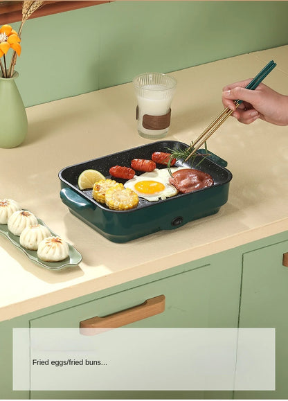 Multifunctional Electric BBQ Grill – 26cm Square Mini Electric Baking Tray and Wok for Pancakes, Steak, and Kitchen Frying