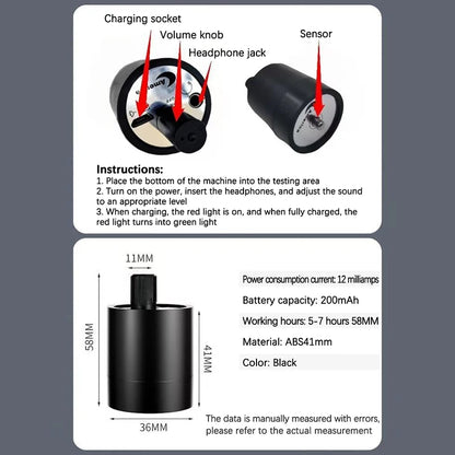 Multi-Functional Water Leak Detector - Sound Detection Tool for Finding Leaks in Construction Pipes