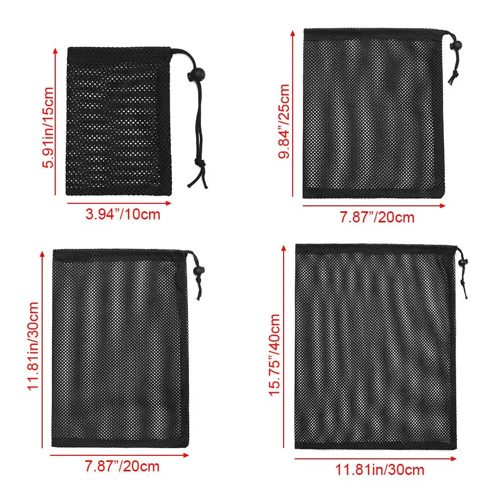 Durable Nylon Mesh Drawstring Bag – Multi-Purpose Outdoor Travel Storage Pouch for Camping Gear