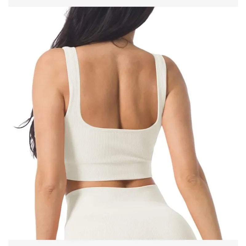 Women’s Seamless Yoga Sports Bra - Backless Fitness Crop Vest for Gym, Training & Outdoor Workouts