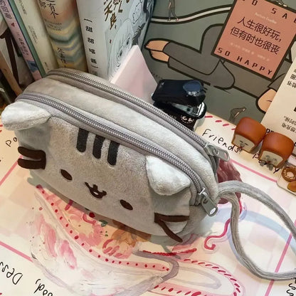 Kawaii Pusheen Pencil Case - Cute Fat Cat Large Capacity Stationery Bag & Cosmetic Travel Storage Pouch