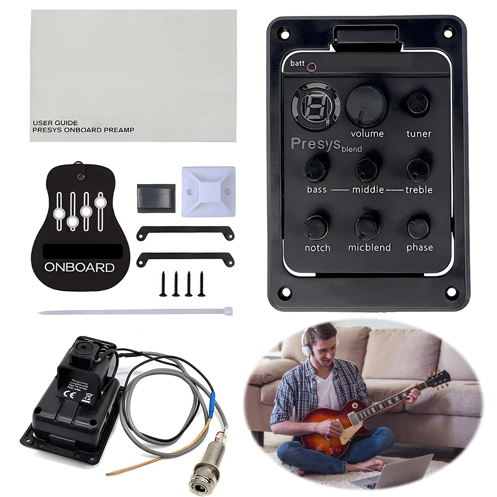Compatible Fishman 301 Acoustic Guitar Pickup – Electric EQ Box with Preamp, Tuner & Amplifier Support