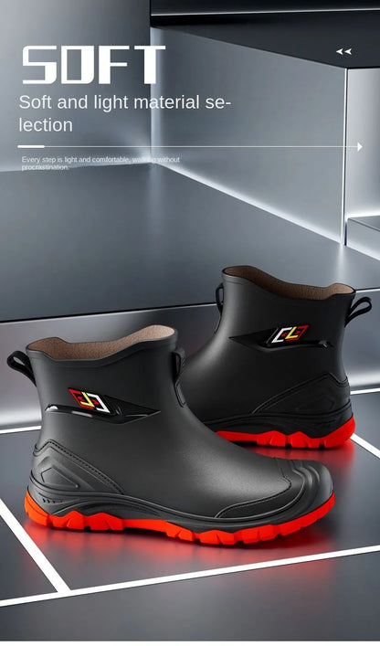 2024 Men's Waterproof Water Boots — Non-Slip Rubber Work Shoes for Outdoor Rain, Camping & Fishing