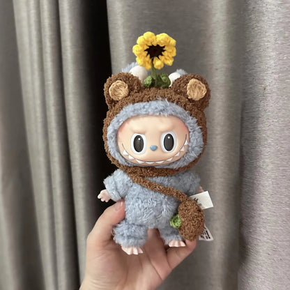 17cm Labubu Doll Clothes – Sunflower Red Flower Heartbeat Macaron Cute Outfit for Labubu Dolls