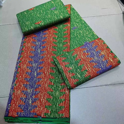 Real Ankara Wax Lace Fabric - 100% Cotton Nigerian Gold Print, 6 Yards Ghana Style Party Dress Material