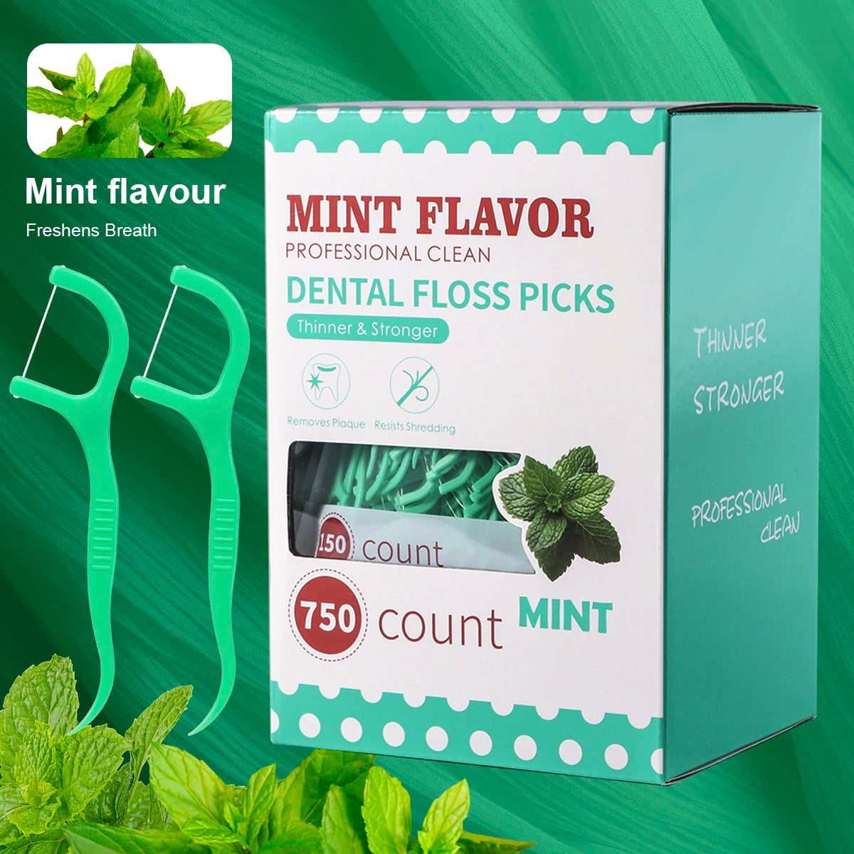 Mint Dental Floss Sticks - Portable Disposable Oral Care for Deep & Interdental Cleaning