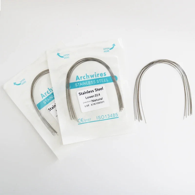 2 Packs Stainless Steel Arch Wires – 20pcs Natural Round & Rectangle Wires for Upper & Lower Braces