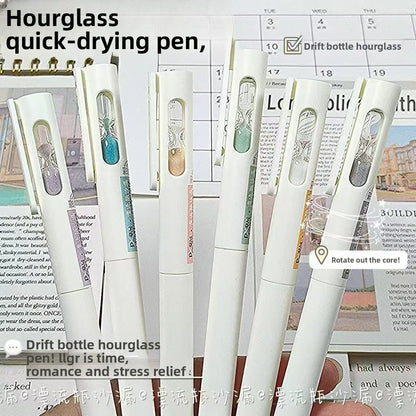 0.5mm Neutral Black Gel Pen - Minimalist Rotating Sand-Flow Pen for Students and Everyday Writing