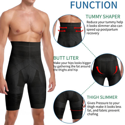 Men's Tummy Control Shorts – High Waist Slimming Shapewear for Abdomen, Belly Flat Body Shaper, Compression Boxer Briefs, Size 3XL