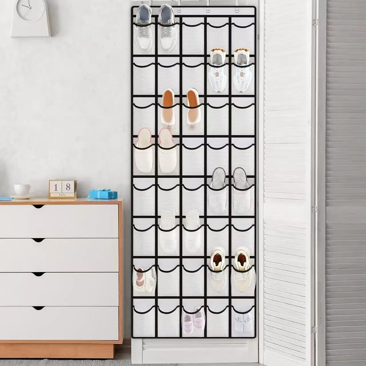 Over The Door Shoe Organizer - 12/14/24/28/35/40 Pocket Large Mesh Hanging Rack for Closet Shoe Storage