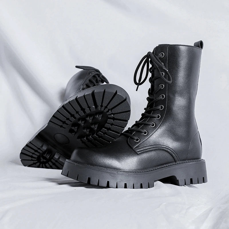 Luxury Brand Men's High Top Boots – Designer Leather Casual, Business & Outdoor Work Boots for Men