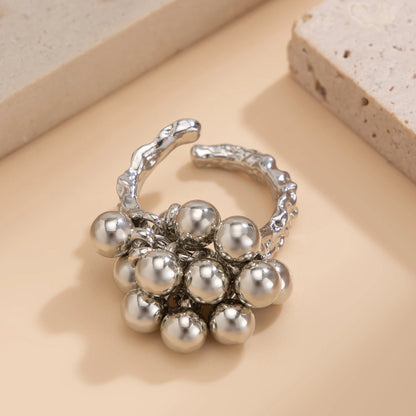 Salircon CCB Small Ball Open Ring – Punk Hip Hop Metal Finger Ring for Women & Men 2024 Jewelry Gift