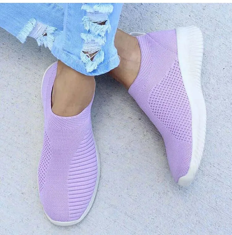 Women’s Fashion Sneakers — Casual Walking Flat Platform Sock-Style Chunky Slip-On Shoes