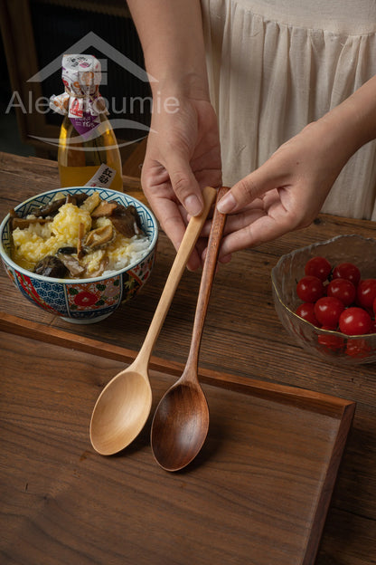 6-Piece Bamboo Wooden Spoon Set – 9” Korean Style Natural Wood Spoons for Soup, Cooking & Mixing