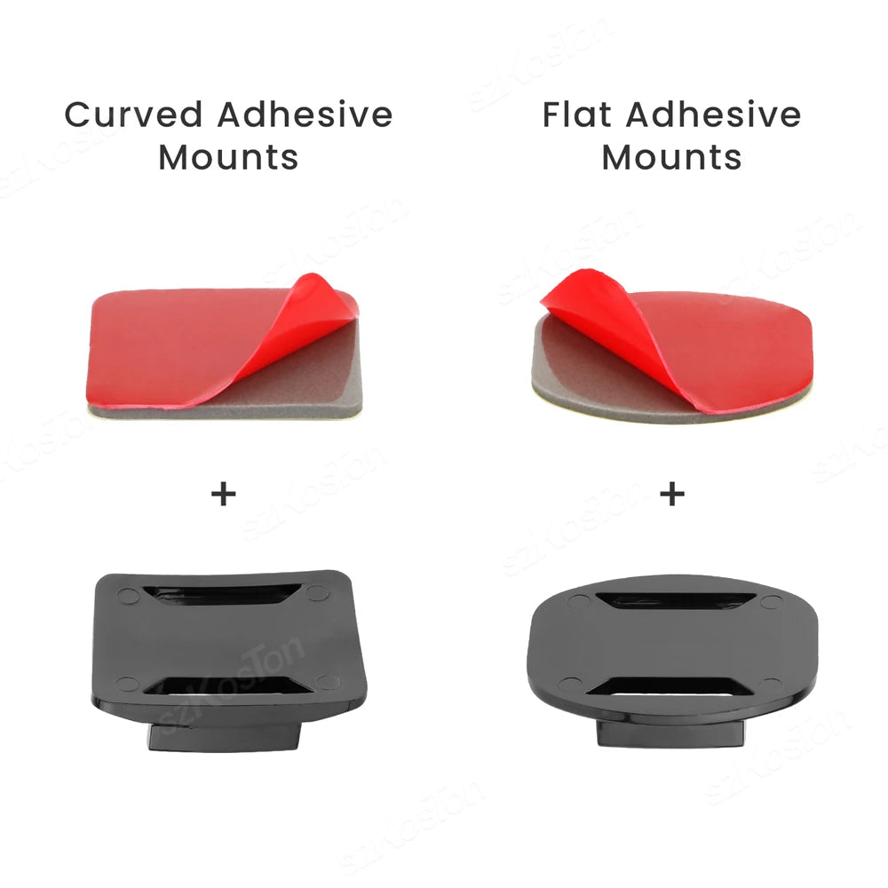 Universal Helmet Adhesive Mount Kit – Flat & Curved Sticky Mounts for GoPro 8–13, Insta360, DJI Osmo Action, AKASO & SJCAM
