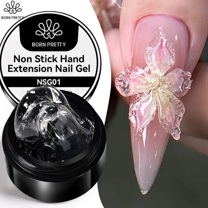 BORN PRETTY 15ml Clear Non-Stick Hand Extension Gel - 3D Shaping Nail Art, Milky Jelly Hard Gel for Fake Nails