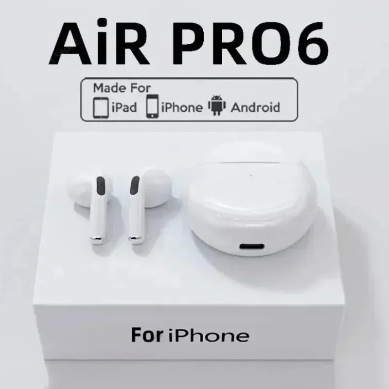 Pro 6 TWS Bluetooth Earphones – Wireless Noise Cancelling Headset with Mic, Pro6 Earbuds for iPhone