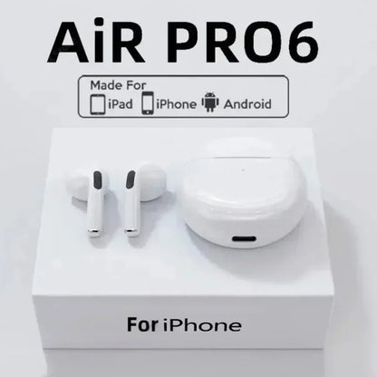 Pro 6 TWS Bluetooth Earphones – Wireless Noise Cancelling Headset with Mic, Pro6 Earbuds for iPhone