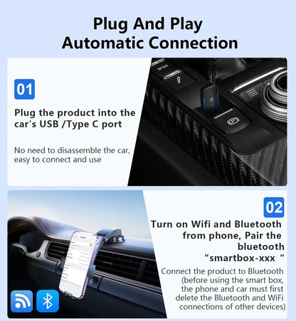 Mini CarPlay Box for Audi, Mercedes, Volvo, Volkswagen – Bluetooth Wireless Android Auto, Charging, Siri & iOS 15 Support