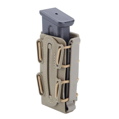 Tactical 9mm Single Magazine Pouch – MOLLE Clip, Quick Release FastMag Holder for P226, Glock 17/19, Beretta M9/PX4, Hunting Gear