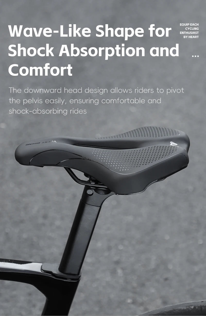 WEST BIKING Bicycle Saddle — Comfortable Hollow PU Leather Bike Seat | Wear-Resistant Road Cycling Cushion