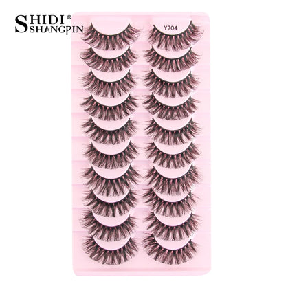 SHIDISHANGPIN 5/10 Pairs Cat Eye False Lashes – 3D Mink Half Lashes, Eyelash Extensions for Natural Makeup, Faux Cils Maquiagem