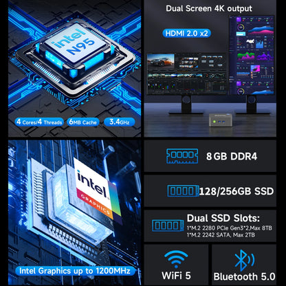 GMKtec G3S Mini PC - Intel Alder Lake N95 Windows 11 Pro Desktop Computer with 8GB DDR4 & M.2 SSD