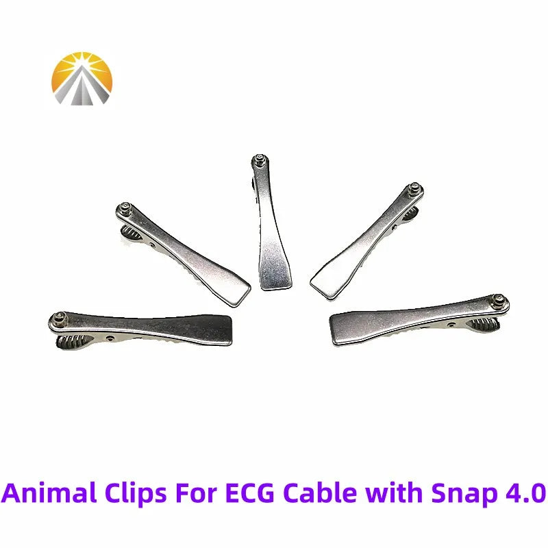 Multi-Function Veterinary ECG Clips — EKG Electrodes for Animals with DIN 3.0, Banana 4.0, or Snap 4.0 Cable Compatibility