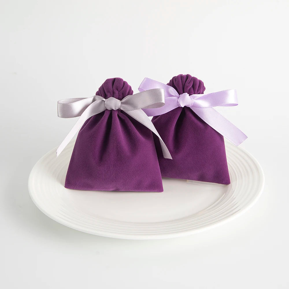10PCS Purple Velvet Drawstring Bags — Jewelry Gift & Candy Storage Pouches