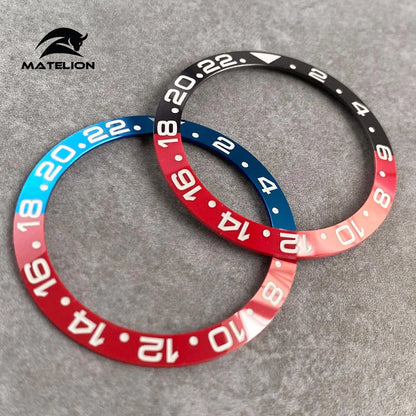 MATELION 38mm Ceramic Bezel Insert — Alloy Watch Ring for 40mm NH35/NH34 GMT Diving Watches
