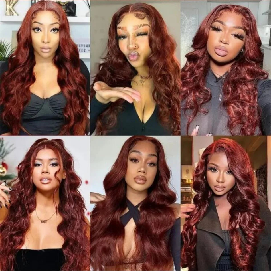 HD 13x4 Reddish Brown Lace Front Wig – Glueless Brazilian Body Wave Human Hair Wig, Red Brown Lace Frontal