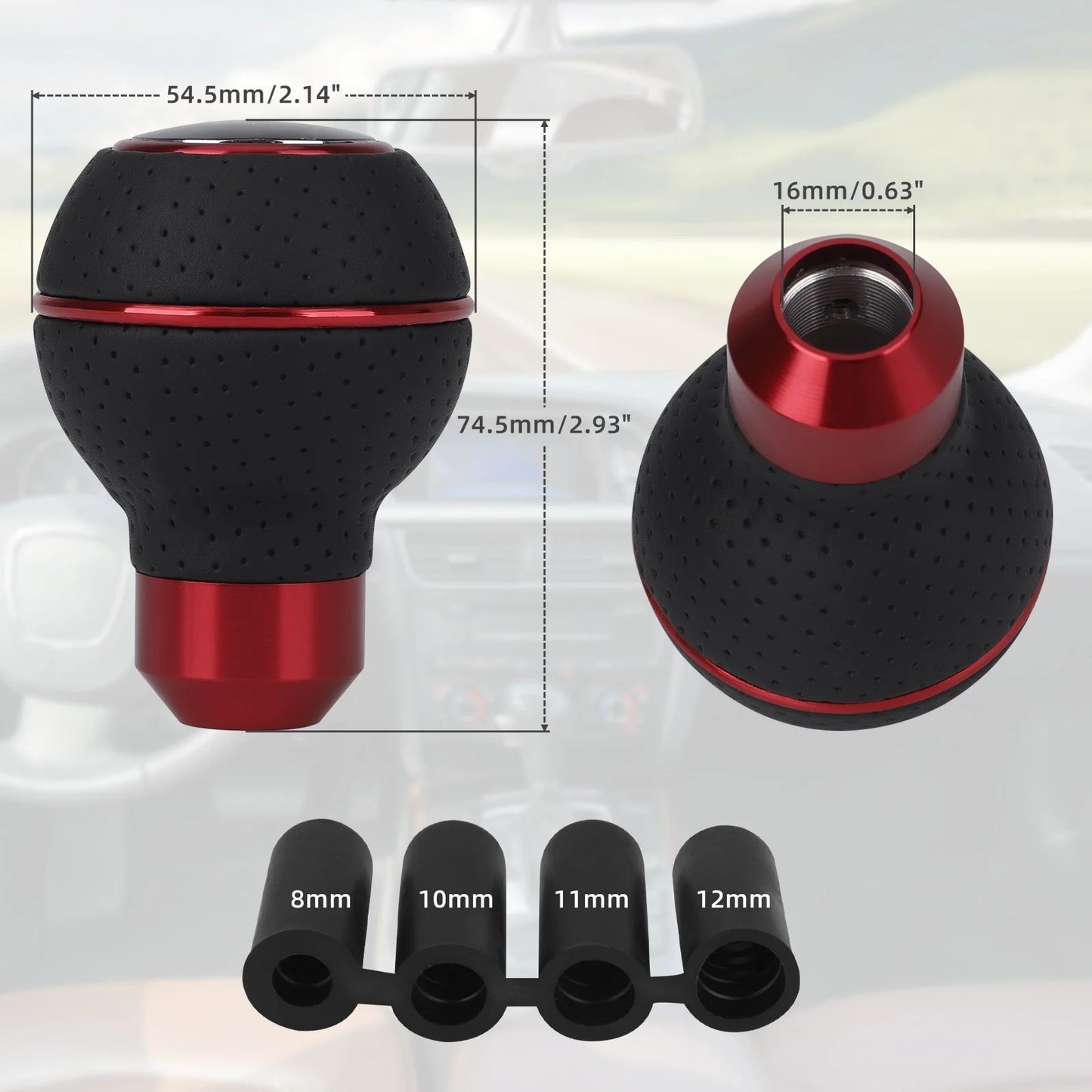 Universal 5-Speed Aluminum Car Gear Shift Knob - Compatible with M8, M10, M11, M12, for Manual and Automatic Transmissions