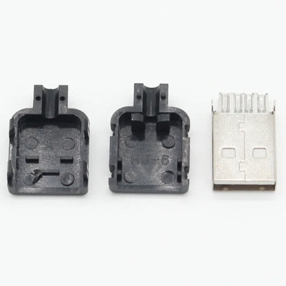 10-Pack USB 2.0 Type-A Male Connector Kit - 4 Pin Solder Assembly Plug Adapter for Data Connection
