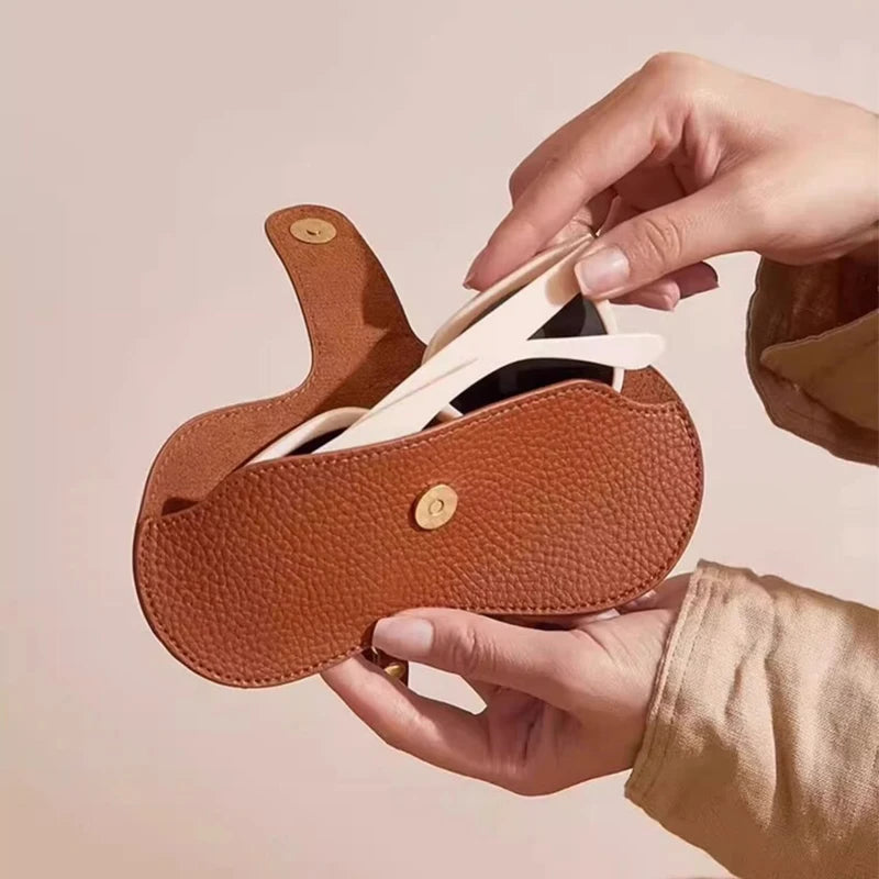 Portable Leather Sunglasses Pouch – Soft Slim Glasses Case Holder and Travel Organizer Bag